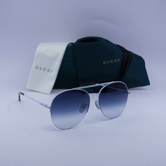 Gucci GG1413S 003 Aviator Sunglasses - Light Blue - Picture 1 of 10
